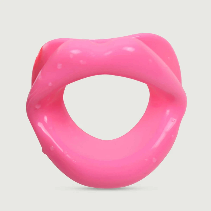 Lip Shaped Silicone Gag With Open Hole - Pink