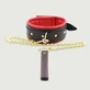 Collar de cuero acolchado con cadena dorada - Negro/Rojo