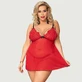 Plus Size High End Zarte Stickerei Spitze Babydoll & Lingerie Set - Rot - Large/X-Large