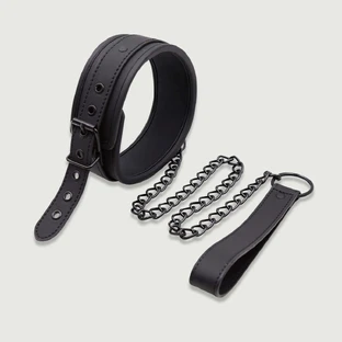 Halsband Met Binnenvulling & Afneembare Ketting - Zwart