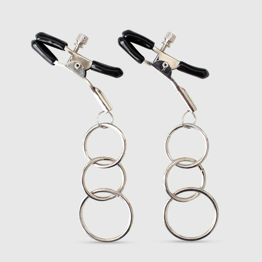 Verstellbare Nippelklemmen mit dreifachen Ringen - Silber