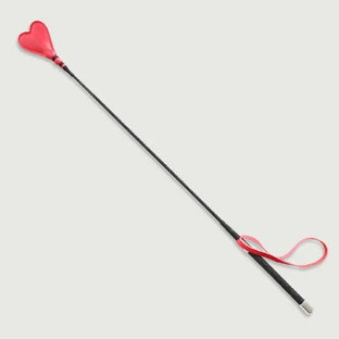 Leather Heart Crop With Red Handle 66 cm - Red
