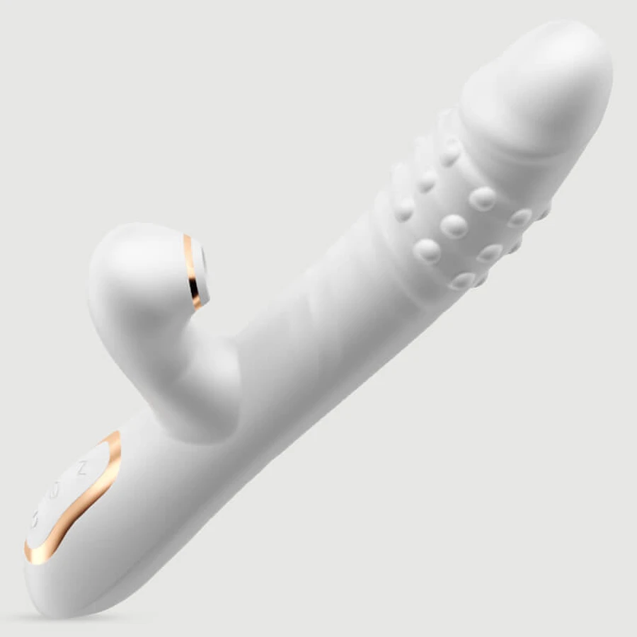 De Crazy Swing siliconen rabbit vibrator met standen Thurst & Rotate - Wit
