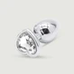 Anal Collection Großer Metall Butt Plug mit Herz-Juwel - Silber/Transparent