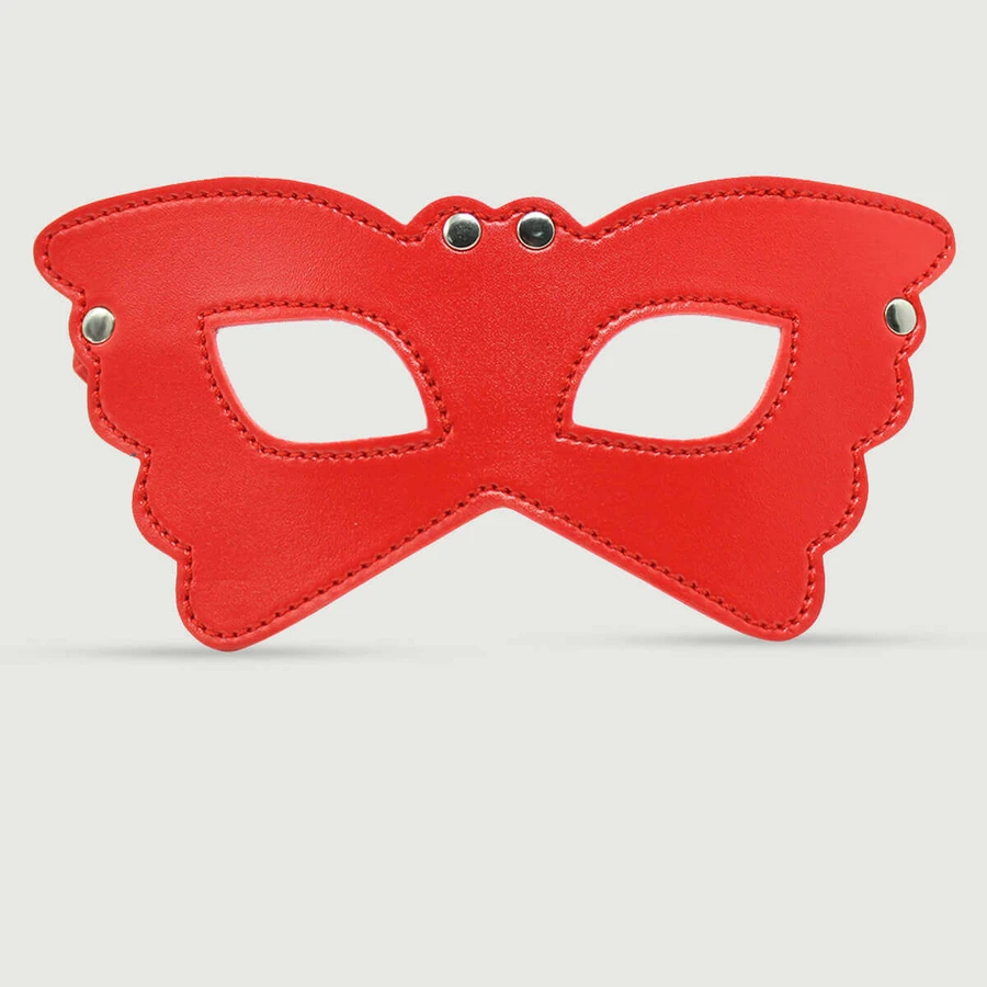Leren vlinder oogmasker - Rood
