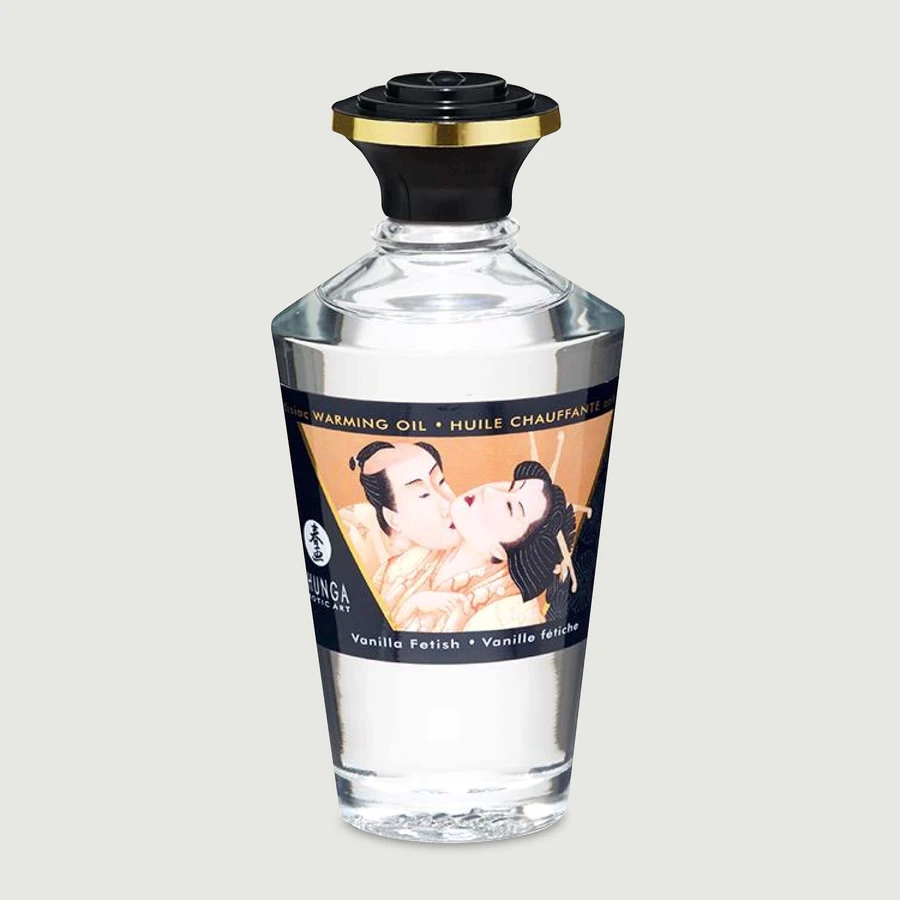 Shunga Huile chauffante aphrodisiaque et baisable Vanille fétiche - 100 ml