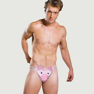 Pig Funny Men's Bikini - Pink - One Size