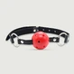 Atmungsaktiver Ballknebel mit Silikonball & Lederband mit O-Ringen - Rot