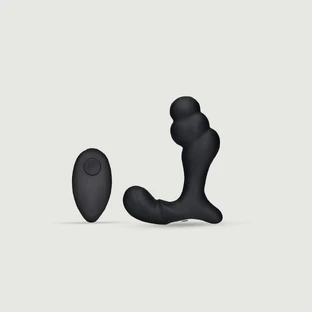 Masajeador de próstata vibrador apilado con mando a distancia - Negro