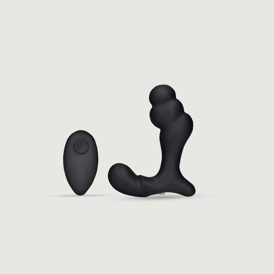 Masajeador de próstata vibrador apilado con mando a distancia - Negro