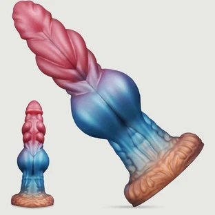 Dildo in silicone Monster con palline e ventosa 22 x 5 cm - Rosa