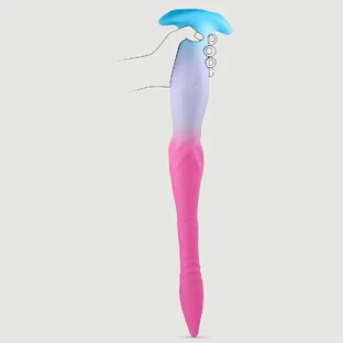 Langer & tiefer leuchtender Silikon-Dildo für Tiefentraining 63 x 4,6 cm - Multicolour