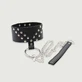 Collar de cuero con tachuelas y cadena - Negro
