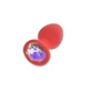 Anal Collection Kleiner Butt Plug aus Silikon mit rundem Schmuckstück - Rot/Transparent
