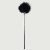 Long Feather Tickler With Soft Feathers & Black Handle - Black