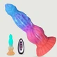 Vibrateur télécommandé Monster Veiny en silicone à poussée lumineuse - Multicolore