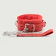 Adjustable Collar With Chain &amp; Fur Lining - Red