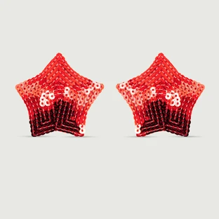 Pezoneras de lentejuelas en forma de estrella - Rojo