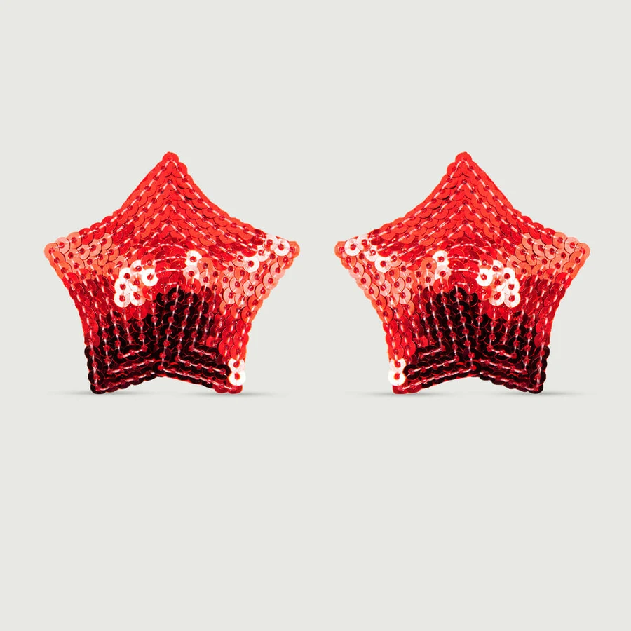 Pezoneras de lentejuelas en forma de estrella - Rojo