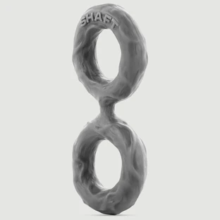 Shaft 3D Liquid Silicone Large Double Cock & Balls Ring - Gris