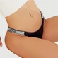 Sexy Thong Love Letter Rhinestones G String Diamonds Thong Low Waist - Black - One Size