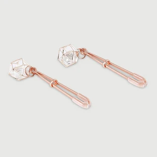 Tepelklemmen met hangend juweeltje - Roze/Goud