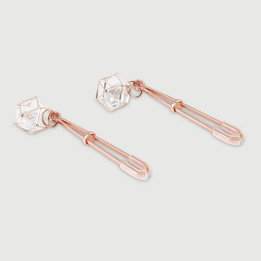 Tepelklemmen met hangend juweeltje - Roze/Goud