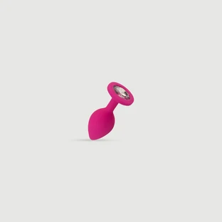 Anal Collection Silicone Kleine Butt Plug met Rond Juweel - Roze/Transparant