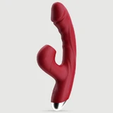 Suck Me Dry Silicone Curved Rabbit Vibrator With Clitoral Suction - Red