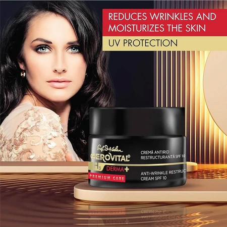 Gerovital H3 Derma+ Premium Care Anti-Rimpel Herstructureringscrème SPF 10, 50 ml, Farmec