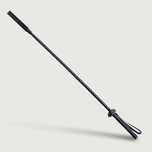 Leather Riding Crop With Double Strap Tip 71 cm - Black