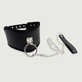 Collar ancho de cuero con hebilla doble y correa - Negro