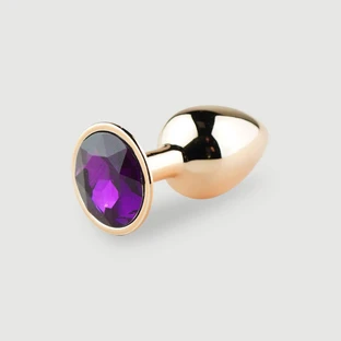 Anal Collection Plug Anal Pequeño de Metal con Joya Redonda - Rosa/Morado