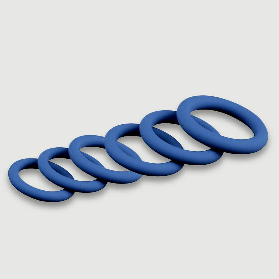 Male Collection Silicone Flexible Round Cock Ring Set - Blue
