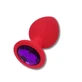 Anal Collection Dop de fund mare din silicon cu bijuterie rotundă - roșu/violet