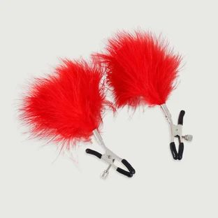 Pinzas para pezones con plumas - Rojo