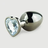Anal Collection Grote Metalen Butt Plug met Hartjuweel - Zwart/Transparant