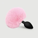 Grote Silicone Bunny Staart Butt Plug voor beginners - Roze