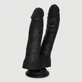 Akhom 17,5 cm Double Realistic Silicone Dildo with Suction Cup - Black