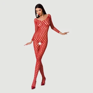 Passion Lingerie Crotchless Overall Bodystocking - Red - One Size