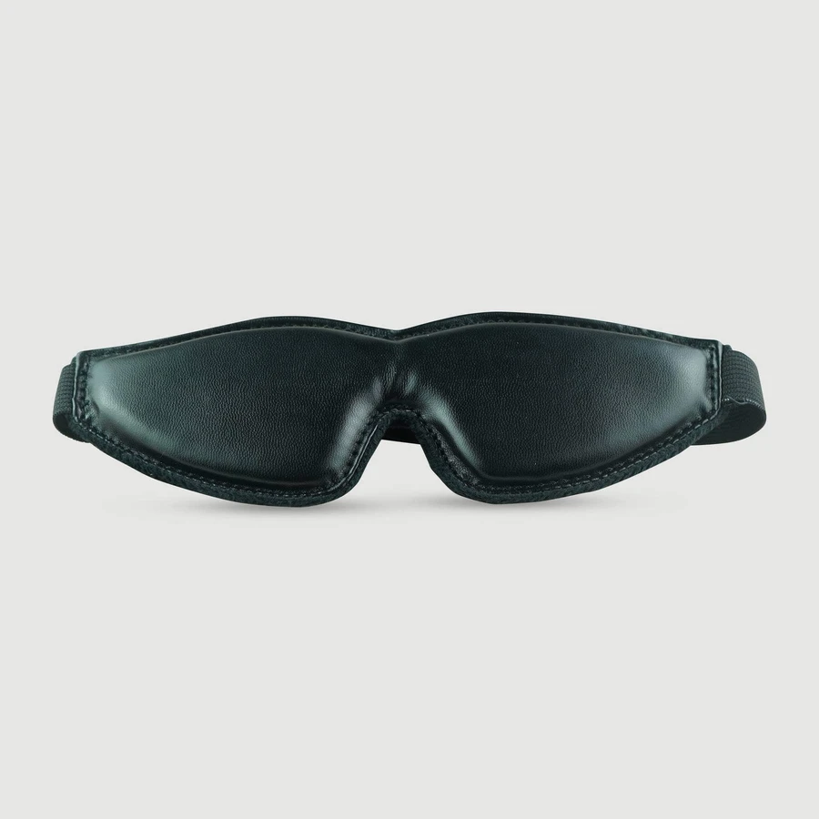 Leather Blindfold Mask With Pillow - Black