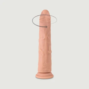 R8 Rotierender & Vibrierender Realistischer Silikon Dildo mit Saugnapf 21 cm - Flesh