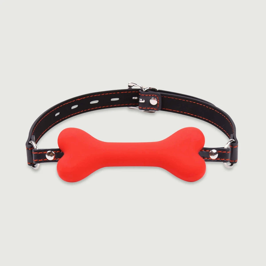 Bone Gag With Lock - Red