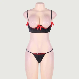 Soutien-gorge sexy avec fleur - Noir - Taille unique
