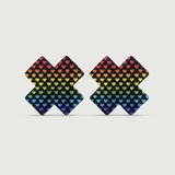 Cross Shape Nipple Covers With Colorful Hearts - Multicolour