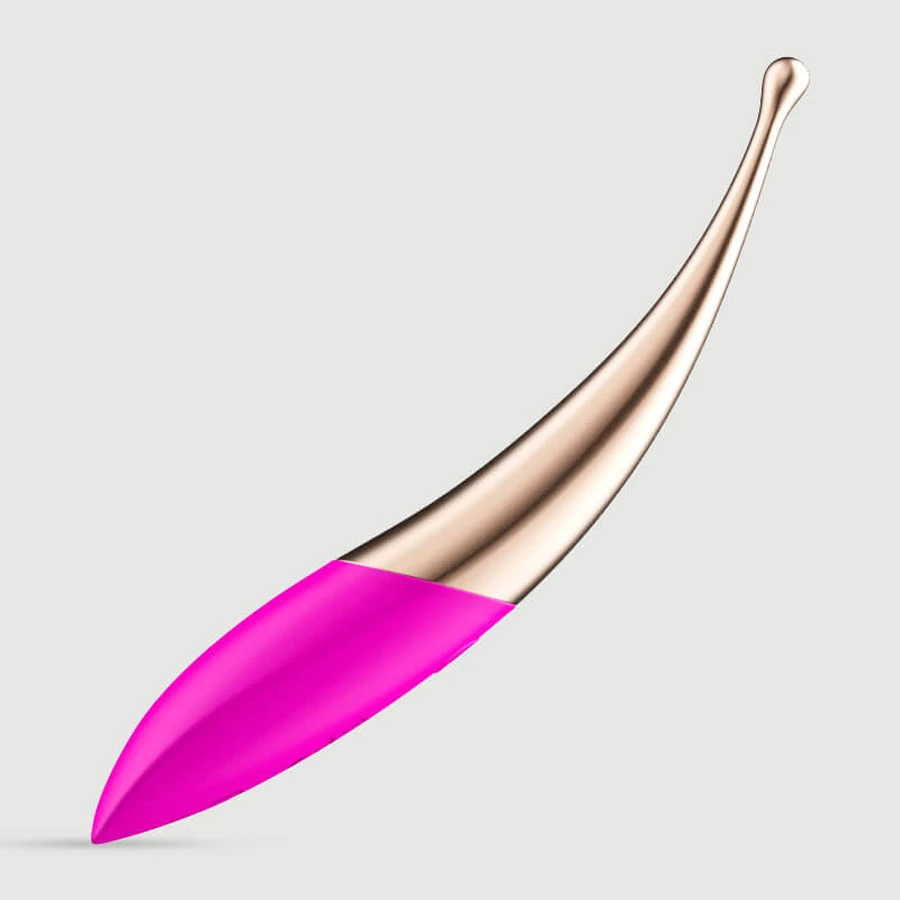 Elegant Curved Tip Clitoral Vibrator - Pink/Gold