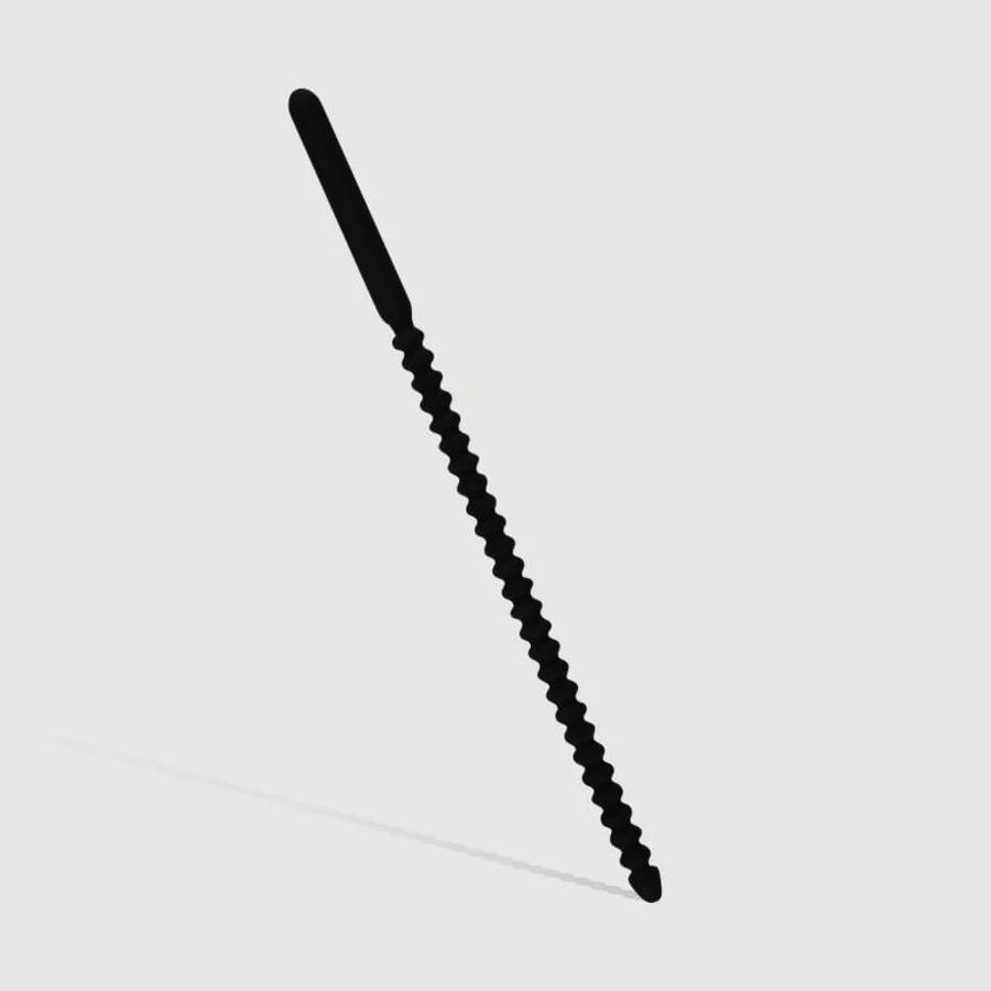 240 x 8 mm Son urétral en silicone strié - Noir