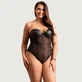 Plus Size One Piece Metal Strap See Through Underwire Bodysuit - Black - Large/X-Large