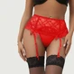 Plus Size Red Sexy Lace Garter Panty - Red - XX-Large/XXX-Large