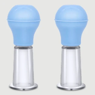 Delicate Nippel- und Klitoris-Pumpenset - Transparent/Blau